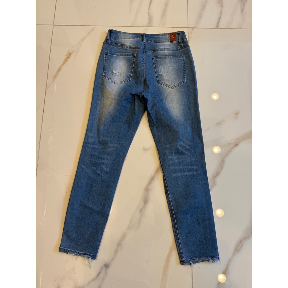 Gogo Jeans Womens High Rise Ankle Distressed Ripped Slim Denim Blue Size 7/28 - Picture 4 of 7